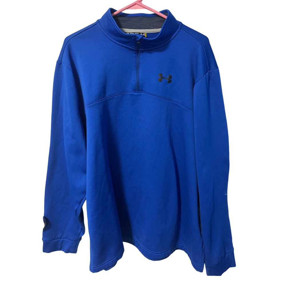 Under Armour Pullover Mens 2XL Blue 1/4 Zip Fleece Loose